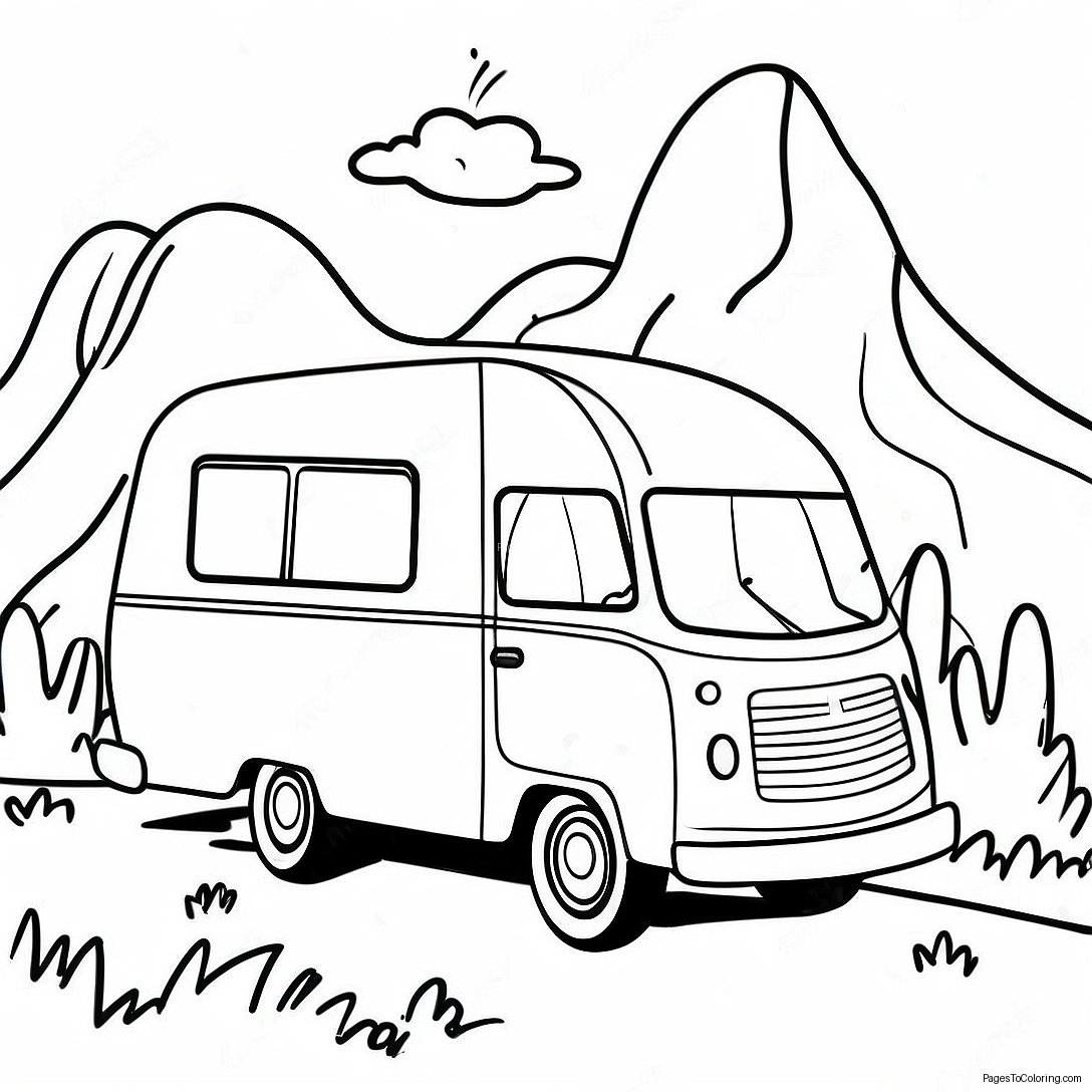 Vintage Rv Road Trip Coloring Page 48593 38929