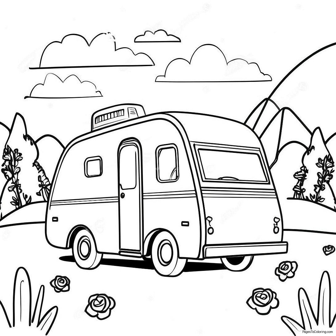 Vintage Rv Road Trip Coloring Page 48593 38931