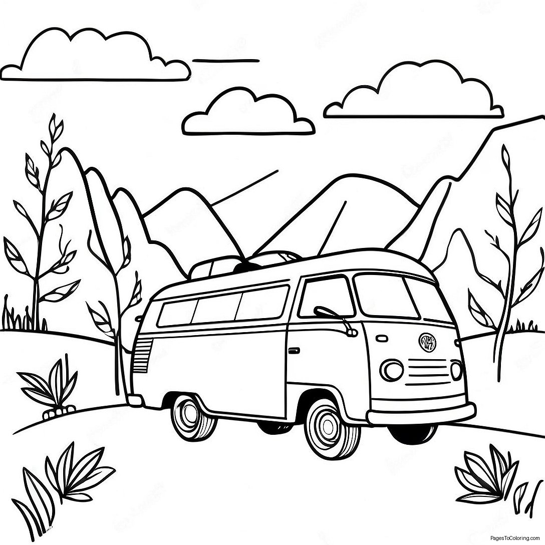 Vintage Rv Road Trip Coloring Page 48593 38932