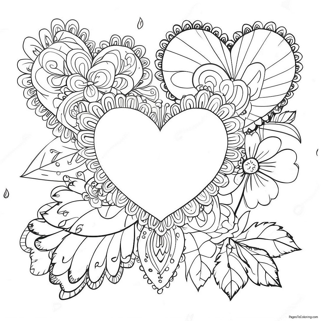 Vintage Valentine Heart Coloring Page 62832 50549