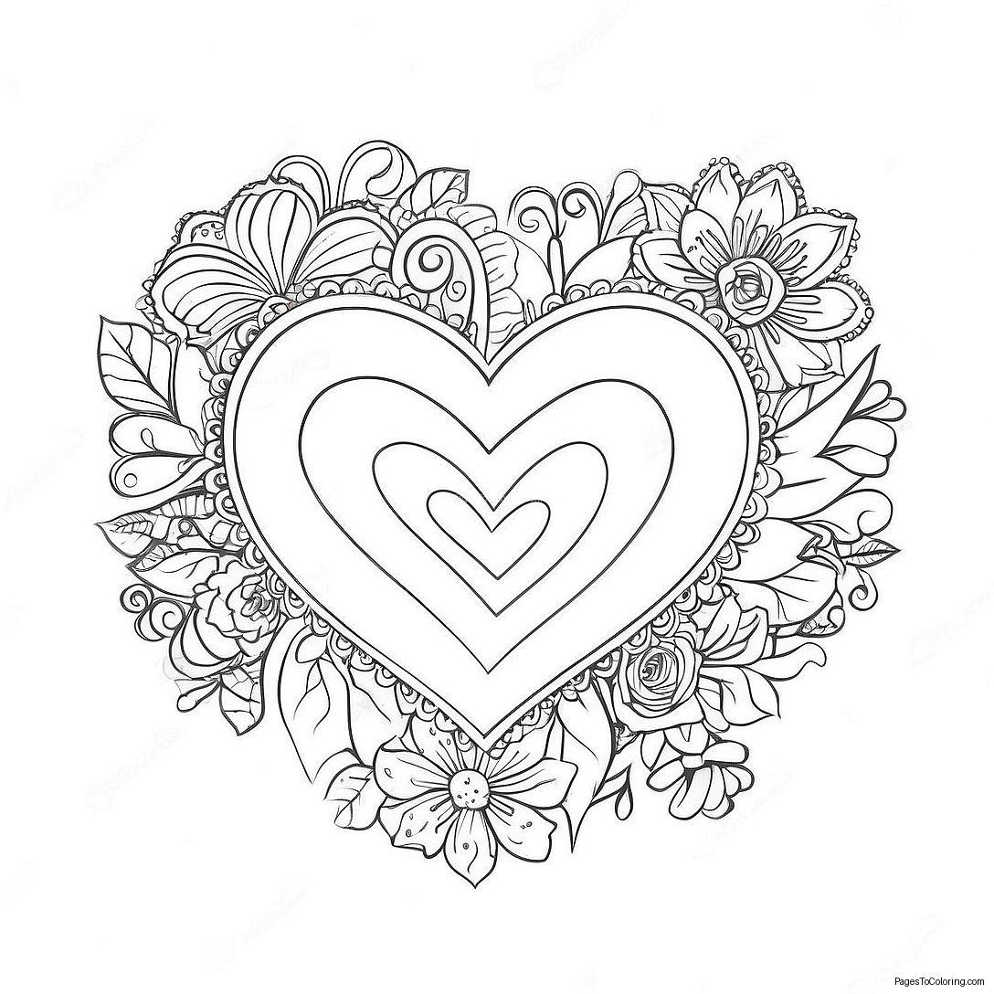 Vintage Valentine Heart Coloring Page 62832 50550