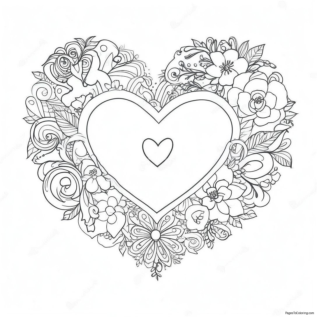 Vintage Valentine Heart Coloring Page 62832 50551