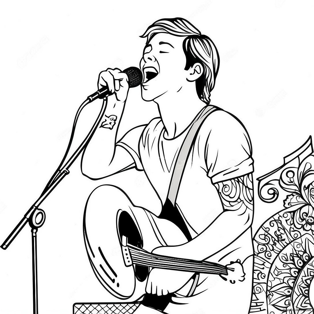 Zach Bryan Singing On Stage Coloring Page 41533 33326
