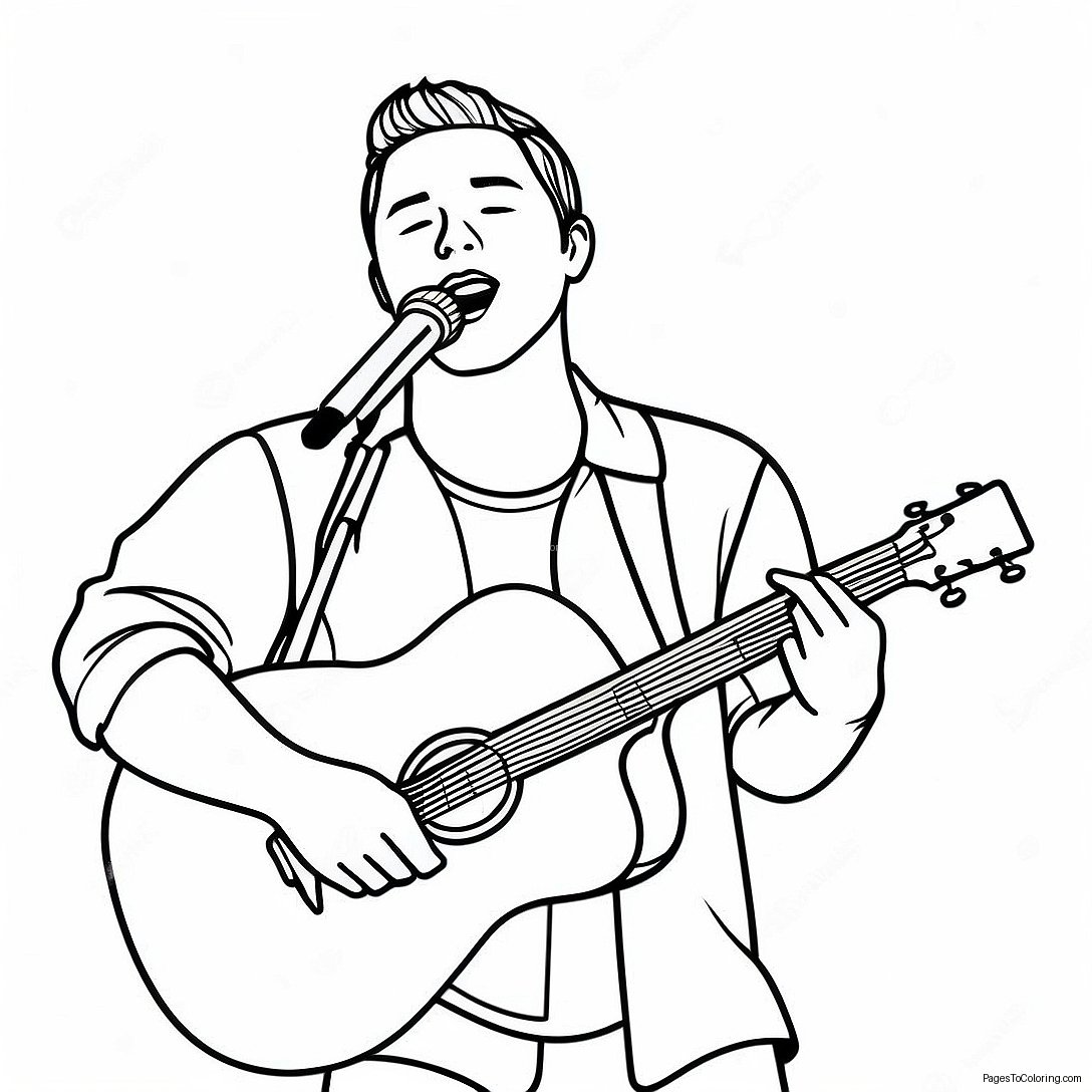 Zach Bryan Singing On Stage Coloring Page 41533 33327