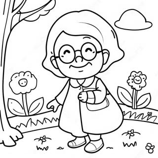 Cheerful Grandma In Garden Coloring Page 10002-8317