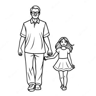 Daughter And Father Holding Hands Coloring Page 10021-8330