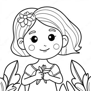 Cute Daughter With Flowers For Father S Day Coloring Page 10022-8333