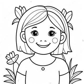 Cute Daughter With Flowers For Father S Day Coloring Page 10022-8336