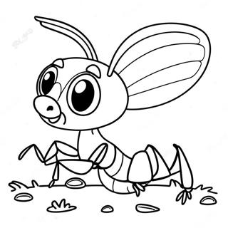 Cute Cartoon Ant Coloring Page 10042-8351