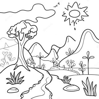 Whimsical Fantasy Landscape Coloring Page 10051-8354