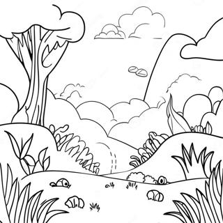 Whimsical Fantasy Landscape Coloring Page 10051-8356