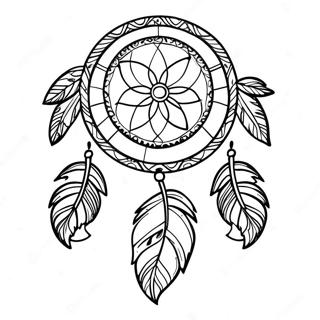 Dream Catcher With Colorful Feathers Coloring Page 1011-810