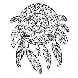 Intricate Dream Catcher Design Coloring Page 1012-798