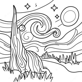 Van Gogh Starry Night Coloring Page 10191-8471