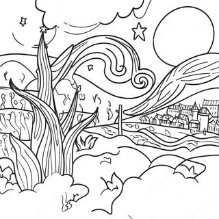 Van Gogh Starry Night Coloring Page 10191-8472