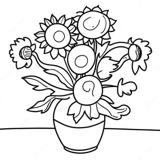 Van Gogh Sunflowers Coloring Page 10192-8466