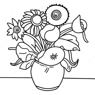 Van Gogh Sunflowers Coloring Page 10192-8467