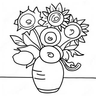 Van Gogh Sunflowers Coloring Page 10192-8468