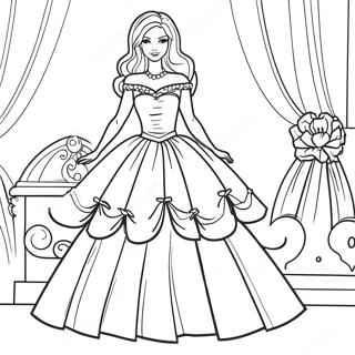 Barbie In A Beautiful Dress Coloring Page 10202-8478