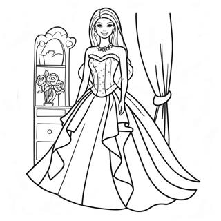 Barbie In A Beautiful Dress Coloring Page 10202-8479