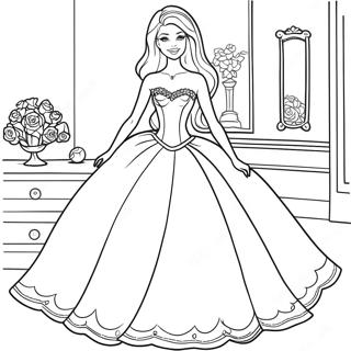 Barbie In A Beautiful Dress Coloring Page 10202-8480