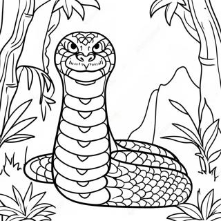 Majestic King Cobra In Jungle Coloring Page 10282-8543