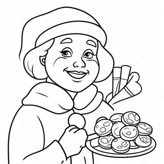 Cheerful Mrs Claus With Cookies Coloring Page 10342-8589