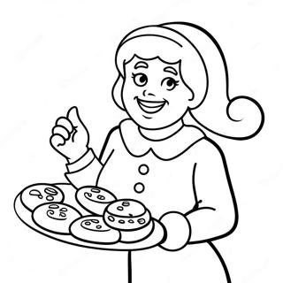 Cheerful Mrs Claus With Cookies Coloring Page 10342-8591