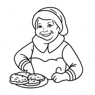 Cheerful Mrs Claus With Cookies Coloring Page 10342-8592