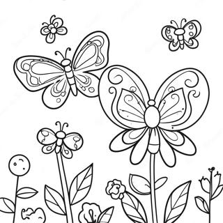 Colorful Flower Butterfly Garden Coloring Page 10352-8594