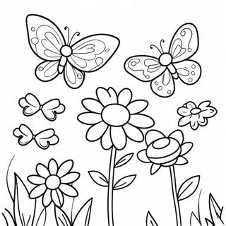 Colorful Flower Butterfly Garden Coloring Page 10352-8595