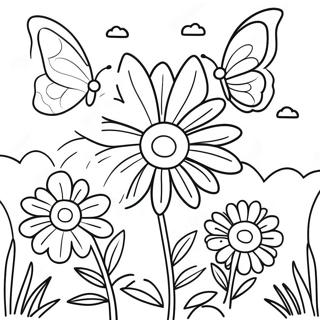 Colorful Flower Butterfly Garden Coloring Page 10352-8596