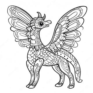 Colorful Alebrije With Wings Coloring Page 10362-8608