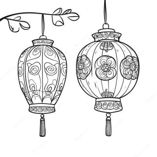 Chinese Lanterns Coloring Page 10392-8637