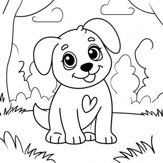 Playful Puppy In The Park Coloring Page 10522-8733