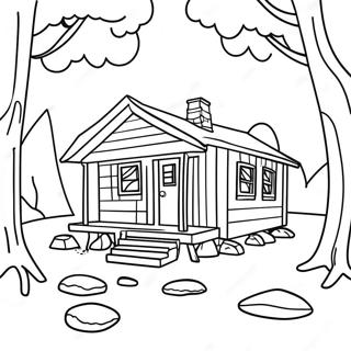 Cozy Cabin In The Woods Coloring Page 10581-8770