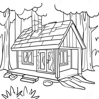 Cozy Cabin In The Woods Coloring Page 10581-8771