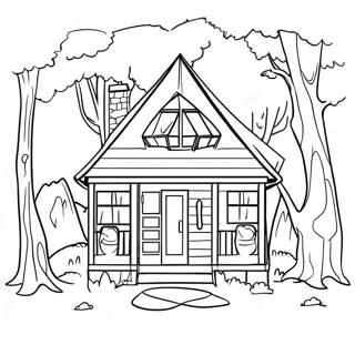 Cozy Cabin In The Woods Coloring Page 10581-8772