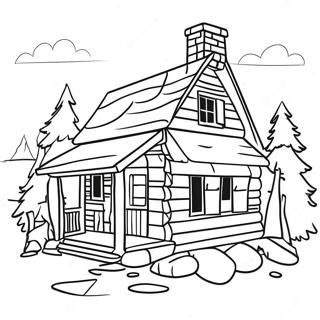 Charming Rustic Cabin Coloring Page 10582-8778