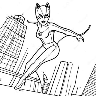 Elegant Catwoman In Action Coloring Page 10612-8801