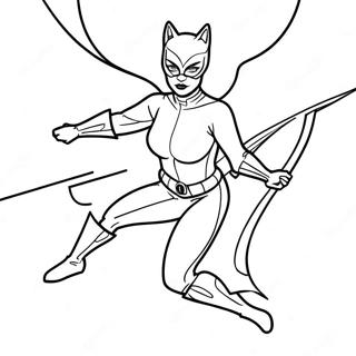 Elegant Catwoman In Action Coloring Page 10612-8802