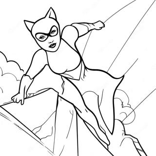 Elegant Catwoman In Action Coloring Page 10612-8804