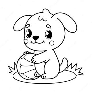 Cute Kawaii Puppy Playing With Ball Coloring Page 10642-8821