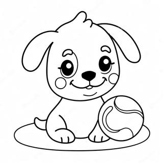 Cute Kawaii Puppy Playing With Ball Coloring Page 10642-8824