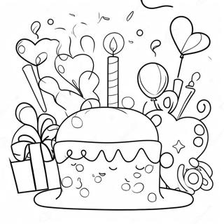 Happy Birthday Celebration Coloring Page 10671-8844