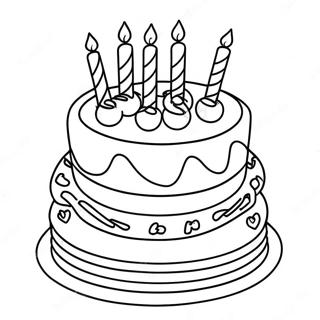 Elegant Birthday Cake Coloring Page 10672-8845