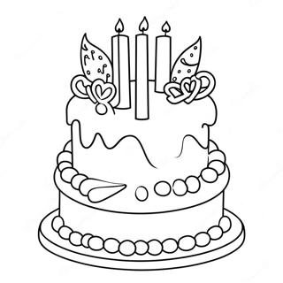 Elegant Birthday Cake Coloring Page 10672-8847