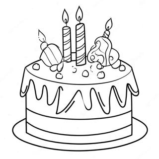 Elegant Birthday Cake Coloring Page 10672-8848