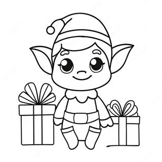 Cute Elf With Presents Coloring Page 1072-846