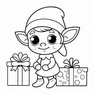 Cute Elf With Presents Coloring Page 1072-847